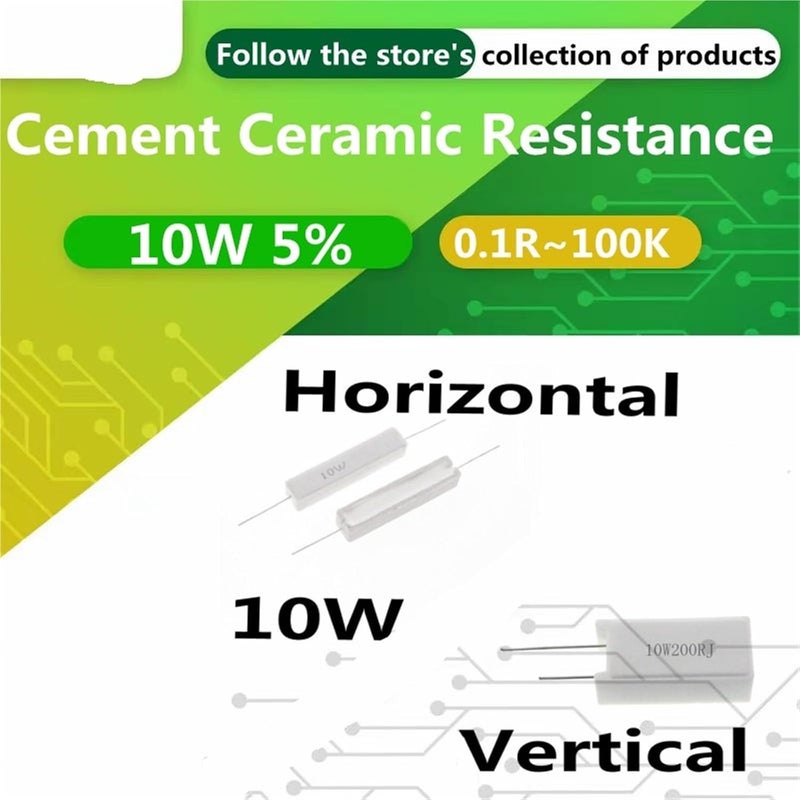 10Pcs 10WCement Ceramic Resistance 5%0.1~100K 0.22R 5R 6.8R 8R 10R 15R 22R 100R 300R 470R 1K 1.2K 5K 10K 3K Power Resistance(Horizontal 160 Ohm) - Image 5
