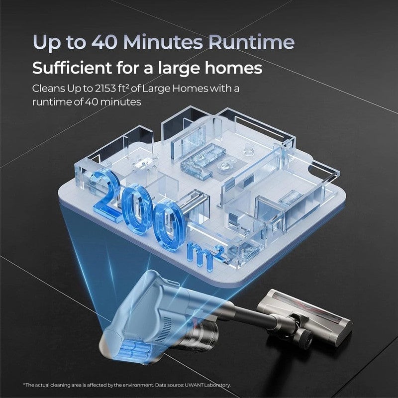 يووانت مكنسة كهربائية لاسلكية - قوة شفط باسكال، مدة تشغيل دقيقة، حاوية غبار ذاتية التفريغ، شحن تلقائي من قاعدة الشحن، مستوى ضوضاء منخفض ديسيبل، تصميم خفيف الوزن، ضمان لمدة عامين - Image 4