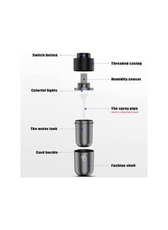 Arabest Car Diffuser, 200ml USB Quiet Car Humidifier Cool Mist Humidifiers with 7 Color LEDs Night Light, Mini Portable Aromatherapy Diffuser Essential Oil Diffuser for Car Home Office Bedroom Gray  - Image 3