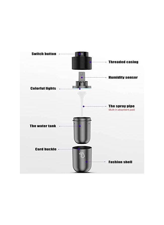 Arabest - Car Diffuser, 200ml USB Quiet Car Humidifier Cool Mist Humidifiers with 7 Color LEDs Night Light, Mini Portable Aromatherapy Diffuser Essential Oil Diffuser for Car Home Office Bedroom Gray - Image 1