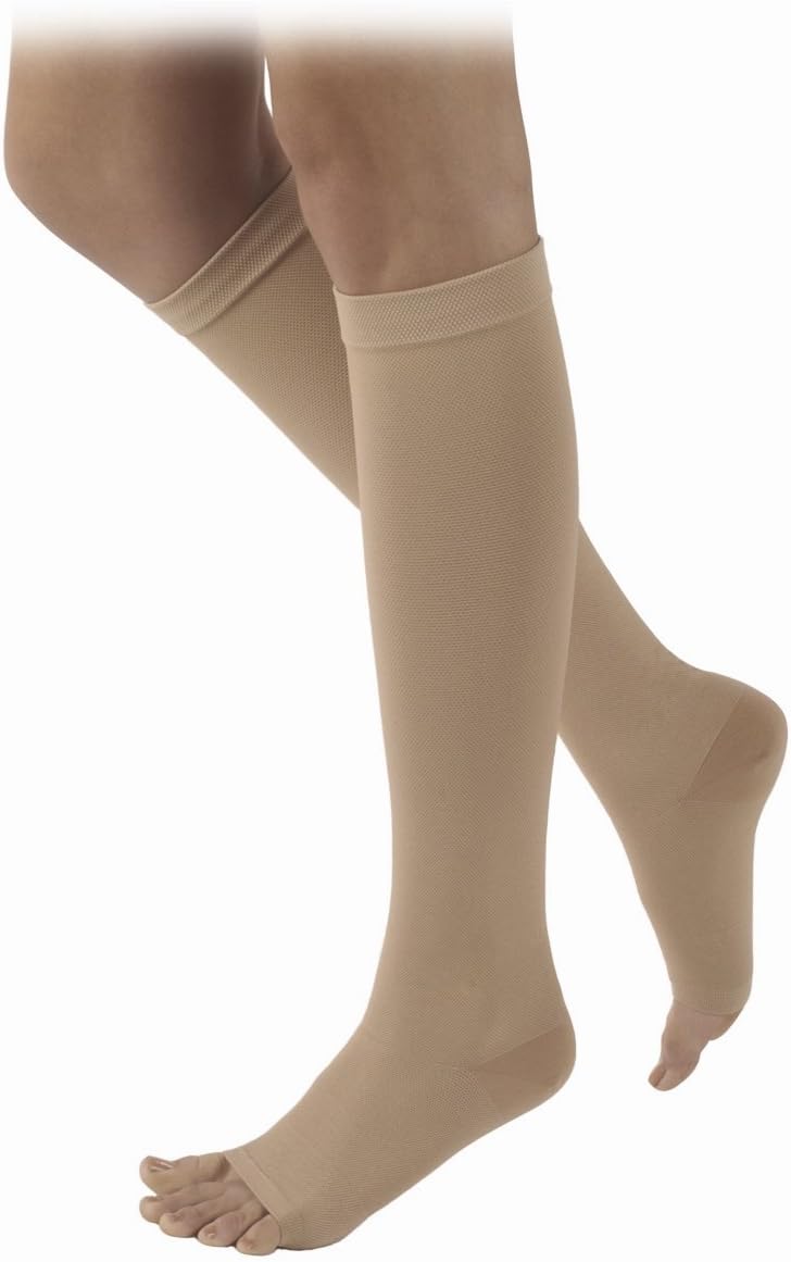 Sigvaris Natural Rubber 503 Open Toe Knee High Compression Socks - 30-40 mmHg, Beige