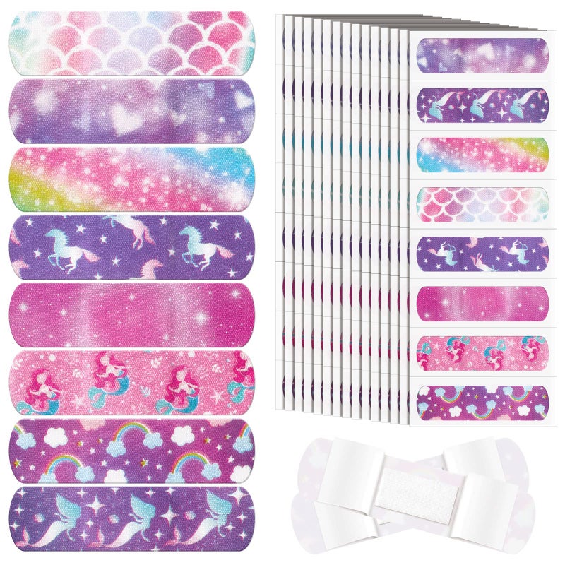 Funtery 8 Styles Kids Fabric Bandages Flexible Self Adhesive Bandage Wrap for Cuts Scrapes Wounds Burns Baby Child Toddlers Assorted Patterns