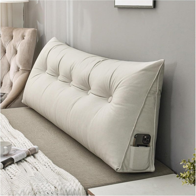 Queen Headboard Pillow, Backrest Bolster Pillow, Reading Pillow, Triangular Cushion Reading Support Pillow, Back Support Back Positioning Cushion,H,100cm - Image 1