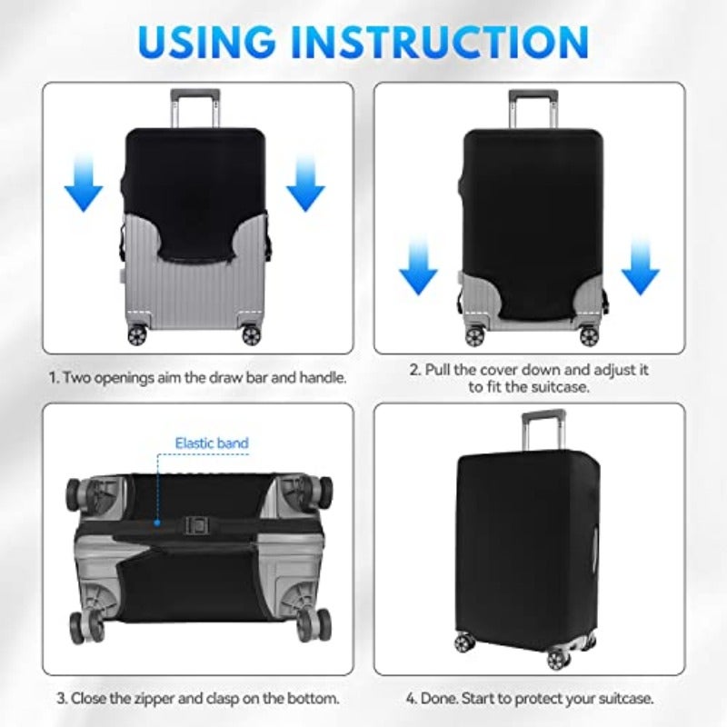Spandex Luggage Cover for 26-28 Inch Suitcase Black Washable Elasticated Fabric Dust Scratch Protection Premium Stretch Material Fits 65-70cm L Size - Image 2