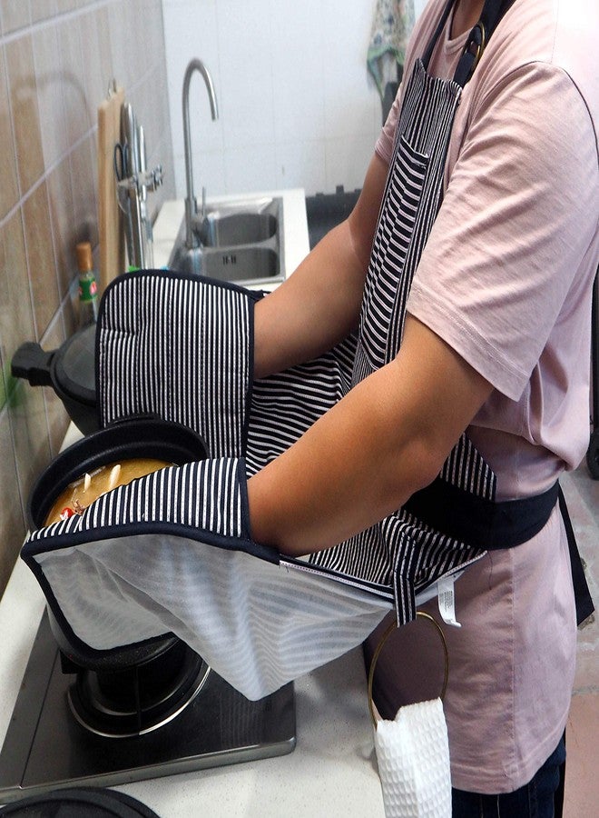 RED LMLDETA Apron Kitchen Heavy Fabric Adjustable Neck Strap Bib Extra Long Ties 2 Pockets Cotton Chef Cooking (Blue Apron) - Image 4
