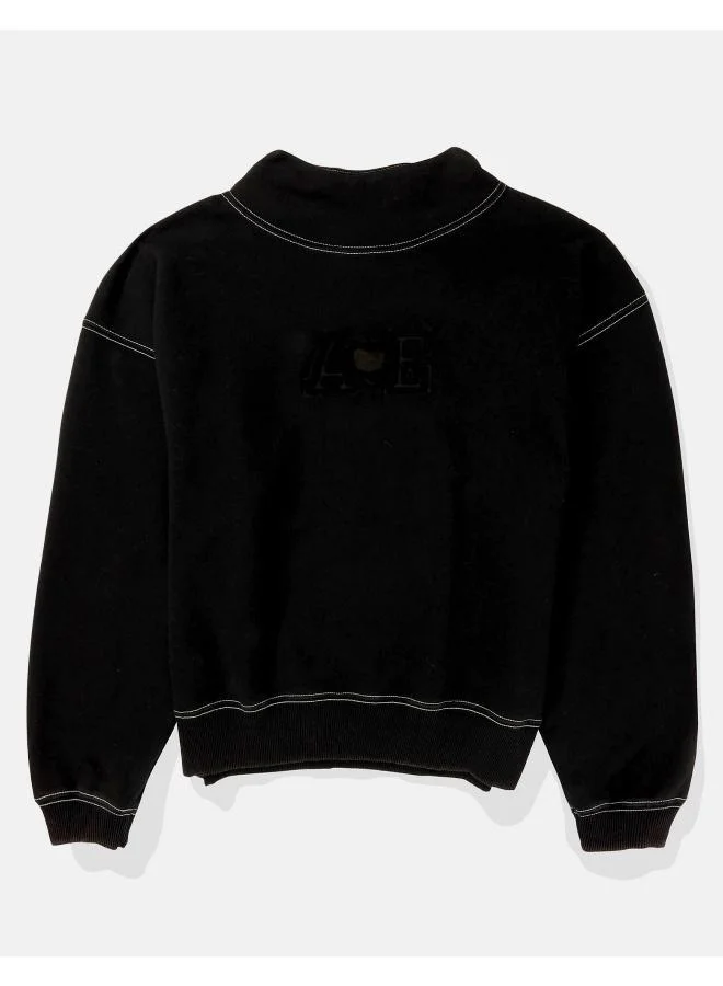 American Eagle AE Graphic Mock Neck Sweatshirt