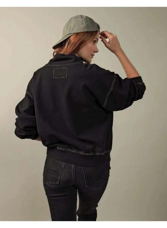 American Eagle AE Graphic Mock Neck Sweatshirt