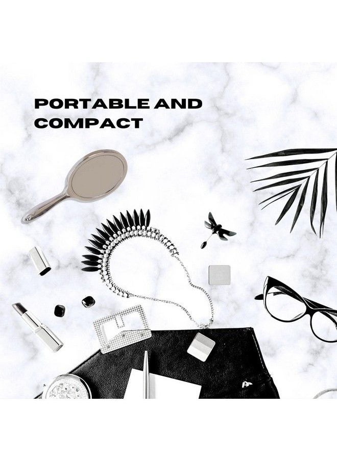 Scarlet Line Professional Series Small Size Round Double Sided Magnifying Makeup Purse Mirror With Handle For Men & Women Silver Color  - Image 4