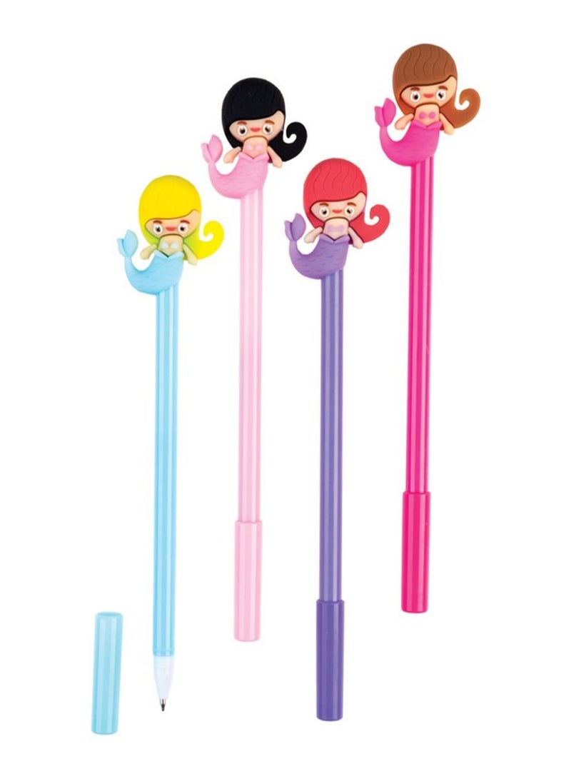 سلة أقلام حبر للأطفال والبنات على شكل حورية البحر– باكج من 4 قطع - Image 1