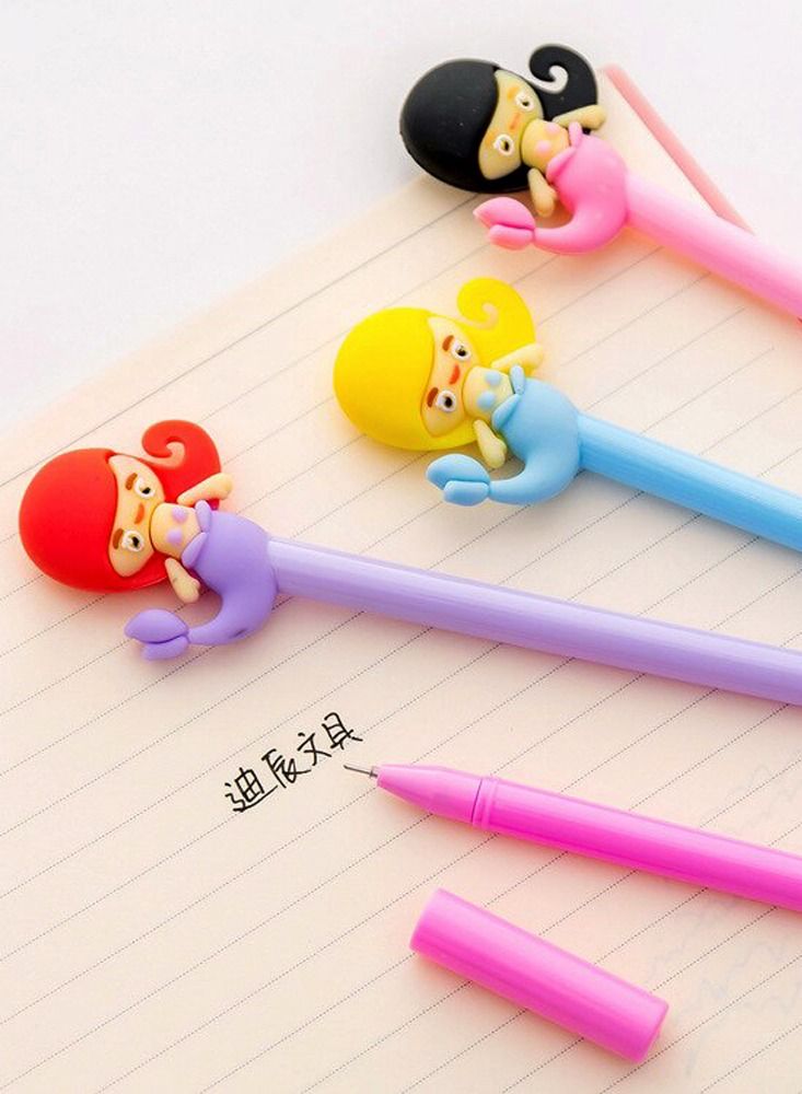 سلة أقلام حبر للأطفال والبنات على شكل حورية البحر– باكج من 4 قطع - Image 3