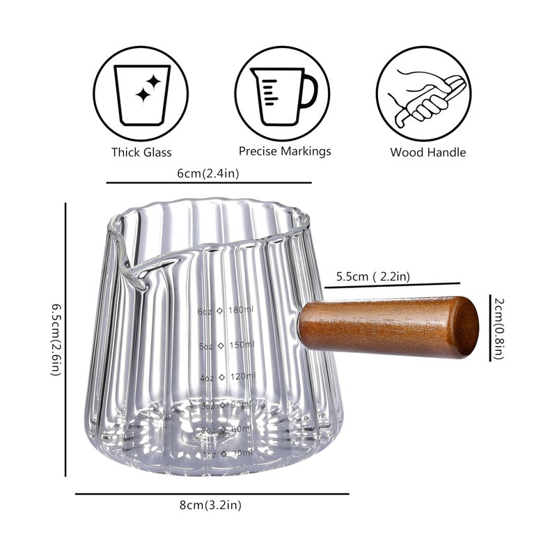 JJOO 6OZ Espresso Cups Glass, JJOO Espresso Shot Cup With V-Shaped Mouth, Glass Measuring Cup, Markings in both oz & ml - Image 2