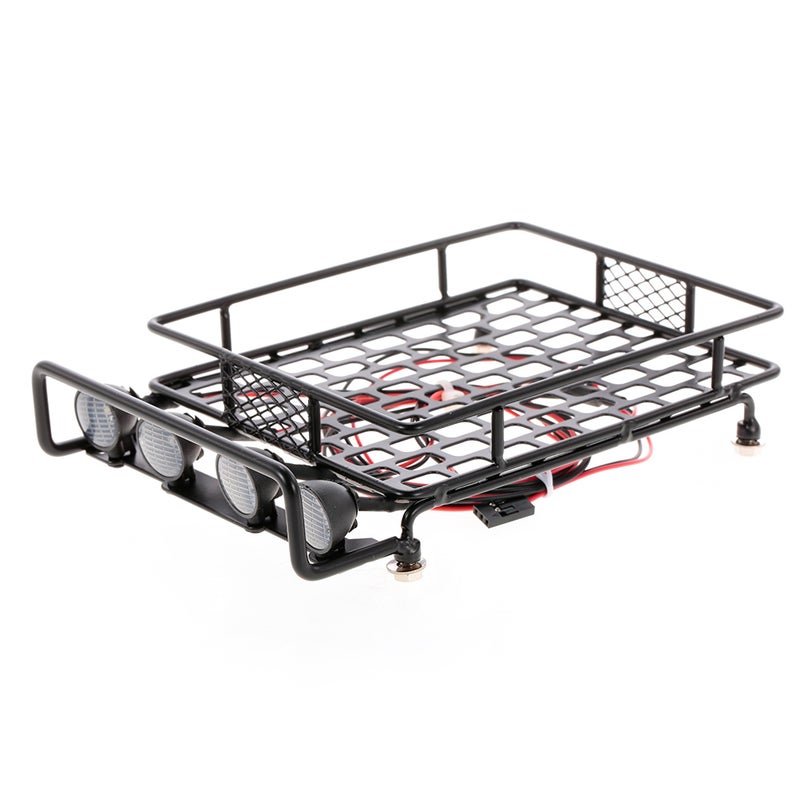 حامل أمتعة للسقف مع شريط إضاءة لقطع غيار سيارات RC مقياس 1/10 من أنواع Axial SCX10 و D90 و Traxxas TRX-4 و Tamiya و HSP - Image 4