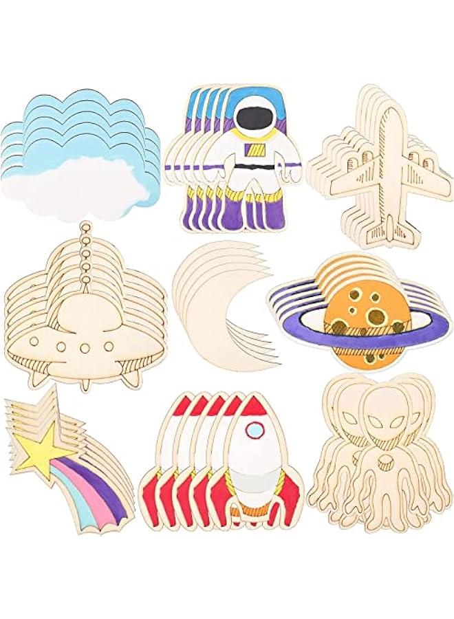 FYLX 27 Unfinished Wooden Cutouts Theme Craft Kit DIY Home Decor Kids Crafts - Image 1