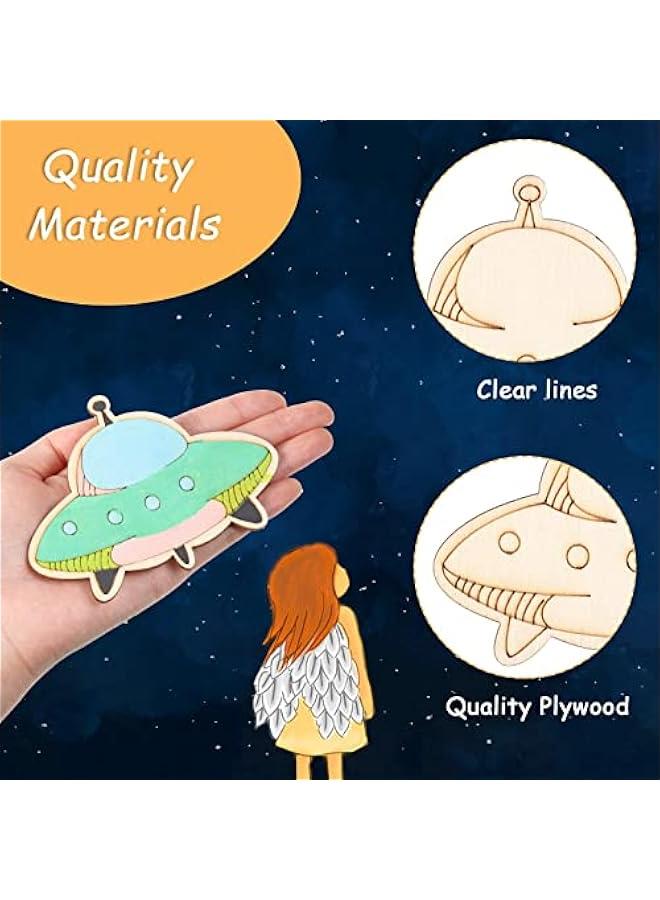 FYLX 27 Unfinished Wooden Cutouts Theme Craft Kit DIY Home Decor Kids Crafts - Image 2