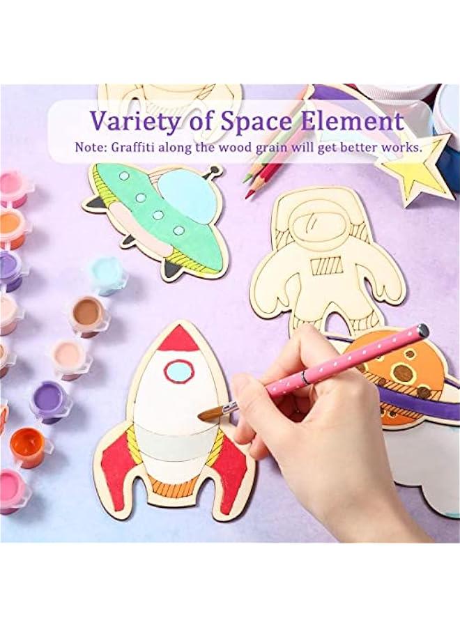 FYLX 27 Unfinished Wooden Cutouts Theme Craft Kit DIY Home Decor Kids Crafts - Image 3