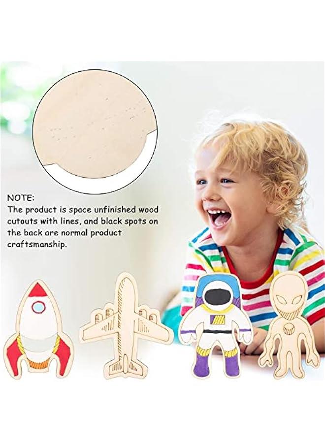 FYLX 27 Unfinished Wooden Cutouts Theme Craft Kit DIY Home Decor Kids Crafts - Image 4