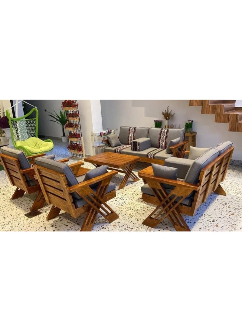 5-piece outdoor seating for 7 people with table