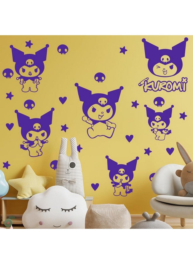 Ceybo Vinyl Wall Art Decal - Kuromi - 7" x 9" Each - Trendy Cool Fun Anime Inspiring Design Sticker for Home Kids Room Playground Gaming Room Playroom Comics Storefront Decor (Purple) - Image 4