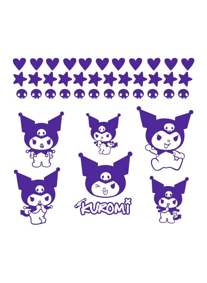 Ceybo Vinyl Wall Art Decal - Kuromi - 7" x 9" Each - Trendy Cool Fun Anime Inspiring Design Sticker for Home Kids Room Playground Gaming Room Playroom Comics Storefront Decor (Purple) - Image 1