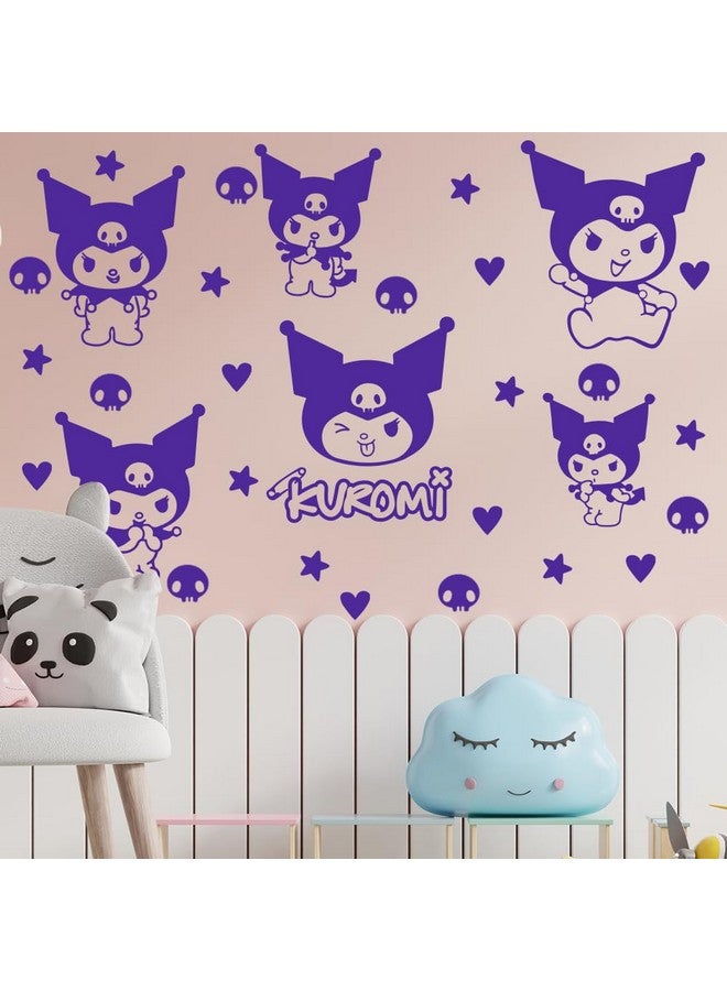 Ceybo Vinyl Wall Art Decal - Kuromi - 7" x 9" Each - Trendy Cool Fun Anime Inspiring Design Sticker for Home Kids Room Playground Gaming Room Playroom Comics Storefront Decor (Purple) - Image 5