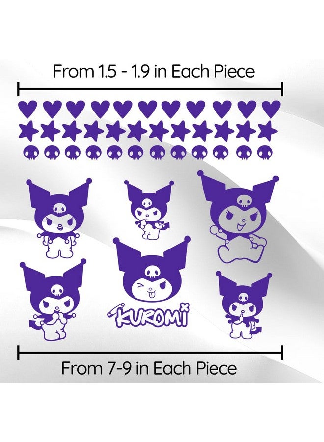 Ceybo Vinyl Wall Art Decal - Kuromi - 7" x 9" Each - Trendy Cool Fun Anime Inspiring Design Sticker for Home Kids Room Playground Gaming Room Playroom Comics Storefront Decor (Purple) - Image 2