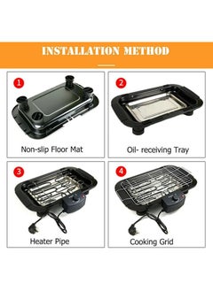 BBQ Electric Barbecue Grill Smokeless Indoor/Outdoor Portable Kitchen BBQ Grill 2000W with Adjustable Temperature Control, Removable Water Filled Drip Tray Electric Grill  - Image 2