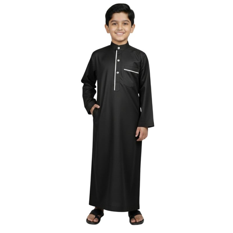 FASHION GRAB Boys Muslim Jubba Thobe - Eid Ramadan Special Outfit with Embroidery Design - Image 1