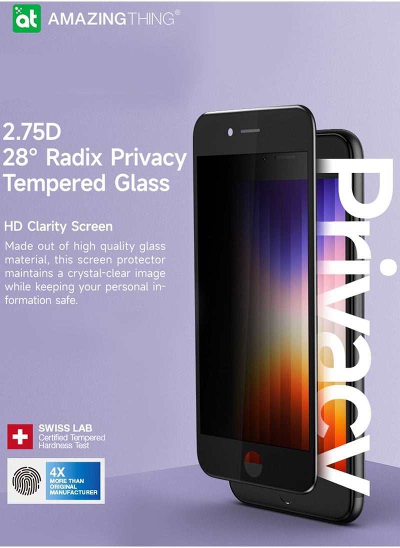 AMAZINGthing Anti Spy Tempered Glass Screen Protector for iPhone SE 3 (2022)- 28 Degree PRIVACY  - Image 3