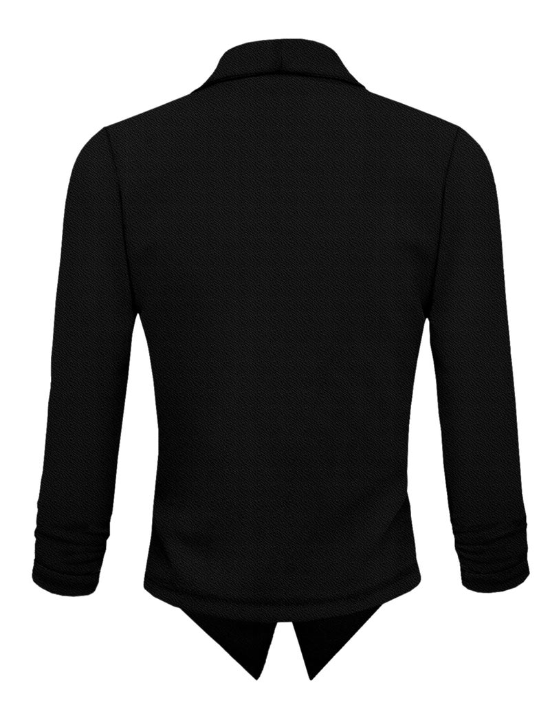 Hybrid & Company Lightweight Open Front Cardigan Classic Ruched Sleeve Work Office Blazer Suit Jackets Black - Image 4