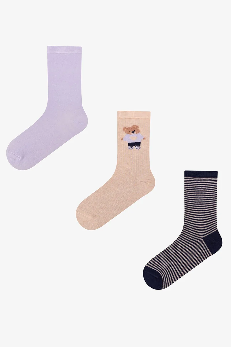 Penti PENTI Rose Heart Bear Cotton Pair Crew Socks