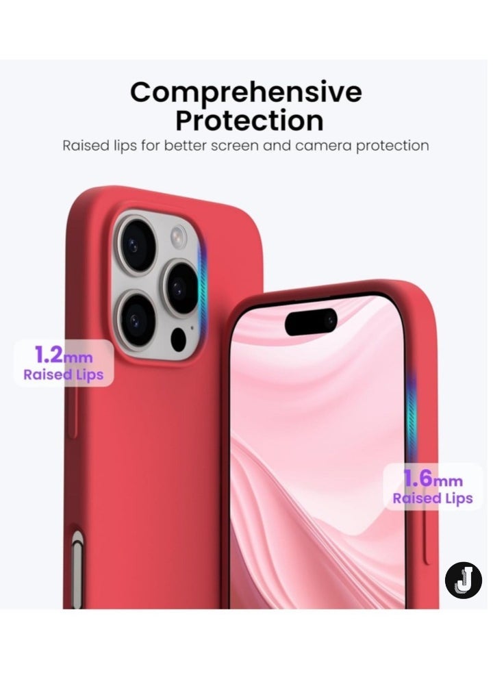 JAJEEK "New Soft Red Silicone iPhone 16 Pro Max Case – Anti-Scratch & Shockproof Protection" - Image 4