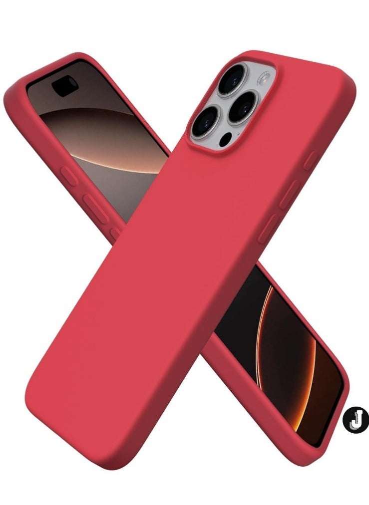 JAJEEK "New Soft Red Silicone iPhone 16 Pro Max Case – Anti-Scratch & Shockproof Protection" - Image 1
