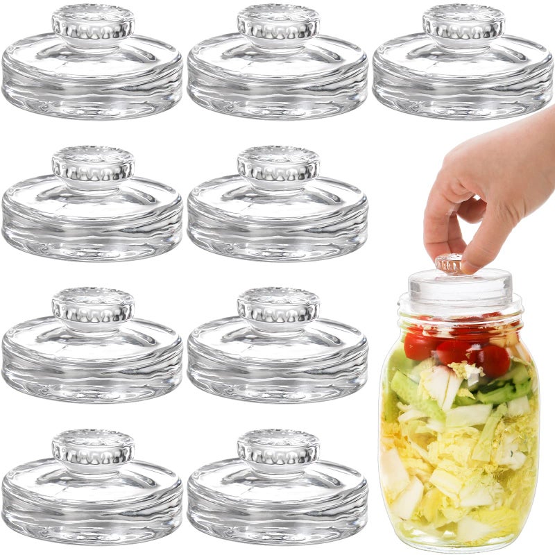 Cedilis 9 Pack Glass Fermentation Weights with Easy Grip Handles, Heavy Glass Fermenting Lids Kit for Wide Mouth Mason Jar, Fermenting Sauerkraut, Kimchi, Pickles, Dishwasher Safe - Image 1