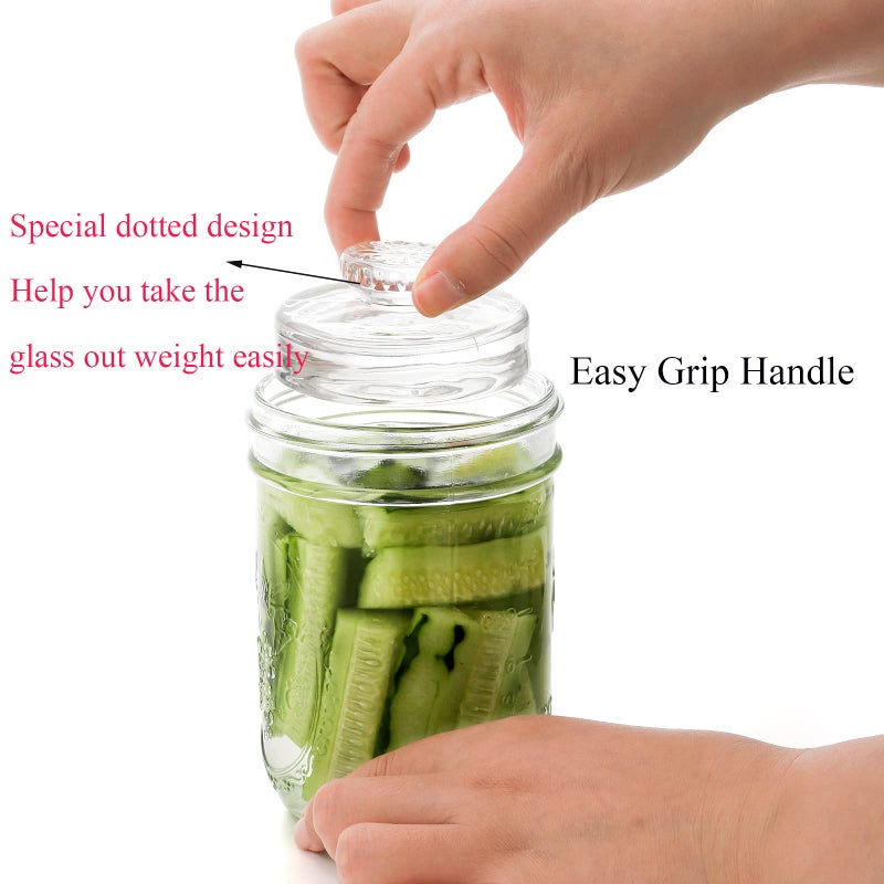 Cedilis 9 Pack Glass Fermentation Weights with Easy Grip Handles, Heavy Glass Fermenting Lids Kit for Wide Mouth Mason Jar, Fermenting Sauerkraut, Kimchi, Pickles, Dishwasher Safe - Image 3