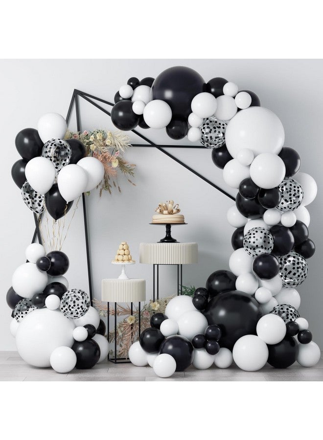 COKAOBE Black And White Balloon Garland Arch Kit, 124Pcs White Black Confetti Latex Balloons For Baby Shower Birthday Graduation Wedding Engagements Anniversary Celebrations Party Decorations - Image 1