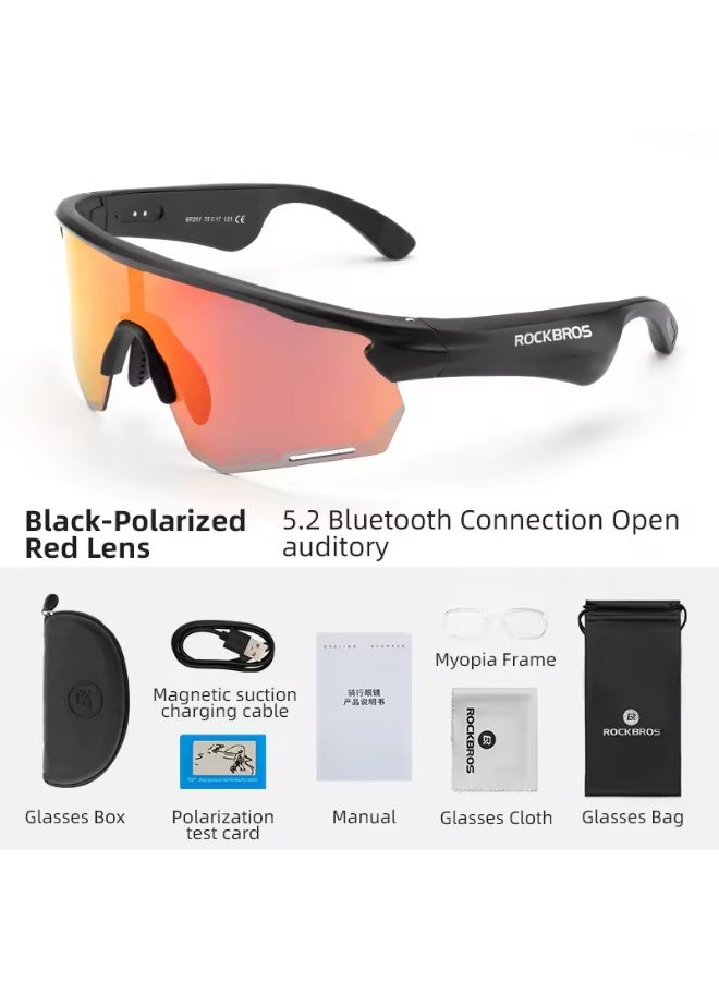 ROCKBROS Polarized Glasses Wireless Bluetooth 5.2 Sunglasses Headset Telephone Driving MP3 Riding Cycling Eyewear UV400 Goggles