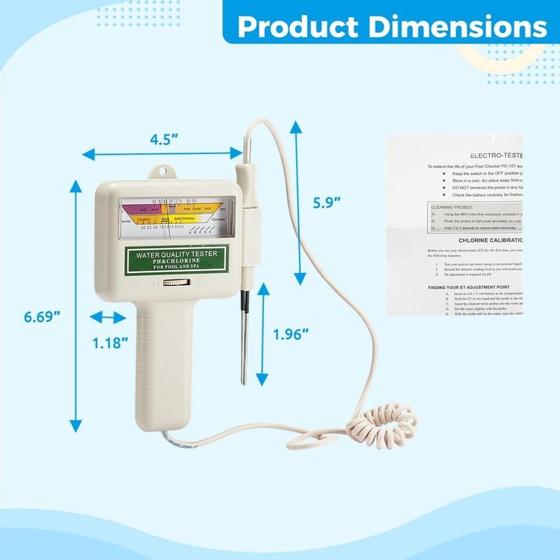 Portable Water Quality Tester, 2-in-1 Ph & Chlorine Monitoring Device for Pools, Spas, Aquariums, Drinking Water Analysis - Image 3