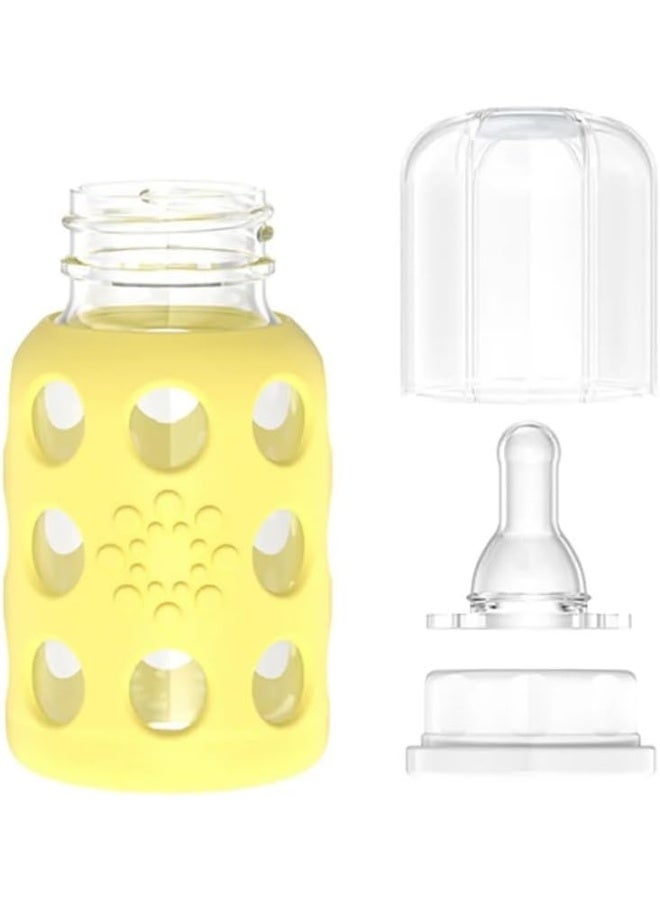 Lifefactory Glass Baby Bottle BPA Free | Protective Silicone Sleeve | 4 oz Pack of 2 | Pink, Banana - Image 4