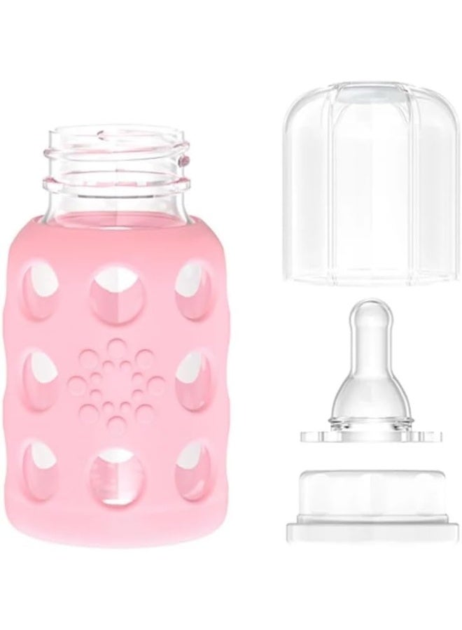 Lifefactory Glass Baby Bottle BPA Free | Protective Silicone Sleeve | 4 oz Pack of 2 | Pink, Banana - Image 5