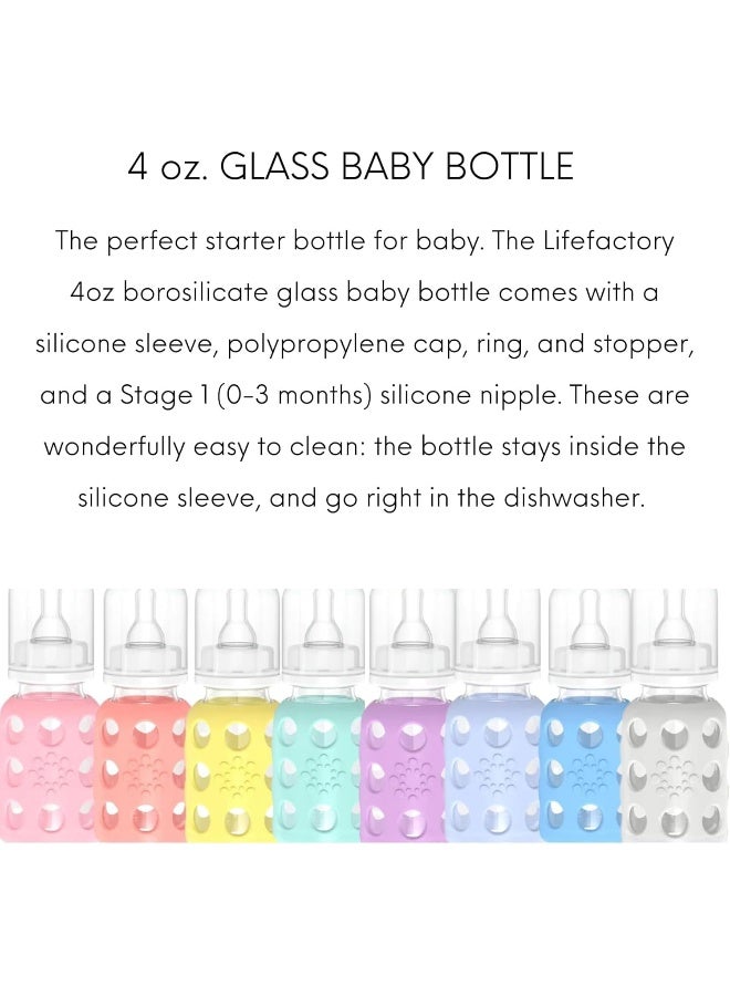 Lifefactory Glass Baby Bottle BPA Free | Protective Silicone Sleeve | 4 oz Pack of 2 | Pink, Banana - Image 3