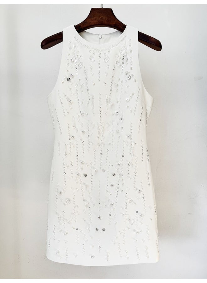 Madam Uniq White Sleeveless Mini Dress with Crystal Embellishments - Image 4