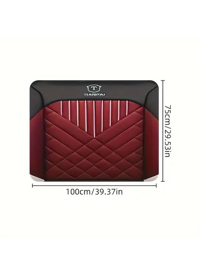 1pc Premium Red And Black Quilted Trunk Mat With Diamond Stitching Durable Polyester Spacious Design For Everyday Use Or Moving Items Stylish Cargo Liner For Car Trunk - Image 2