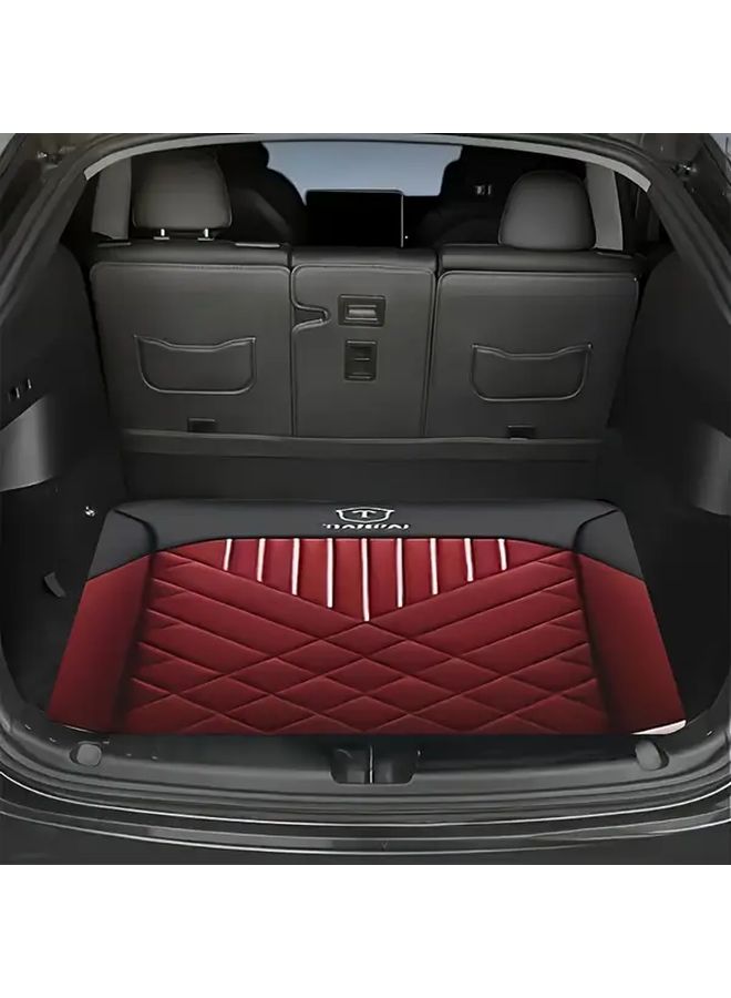 1pc Premium Red And Black Quilted Trunk Mat With Diamond Stitching Durable Polyester Spacious Design For Everyday Use Or Moving Items Stylish Cargo Liner For Car Trunk - Image 1