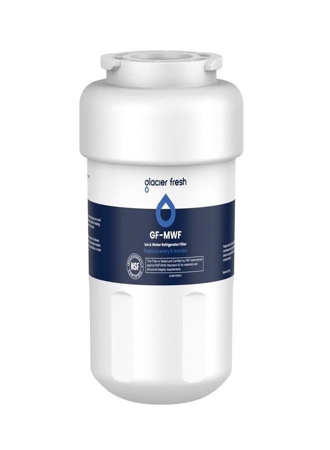 GLACIER FRESH فلاتر مياه جلاسير فريش MWF لثلاجات جنرال إلكتريك، بديل معتمد من NSF 42 لفلاتر سمارت ووتر MWFP، MWFA، GWF، HDX FMG-1، WFC1201، RWF1060، 197D6321P006، كينمور 9991، عبوة واحدة - Image 1
