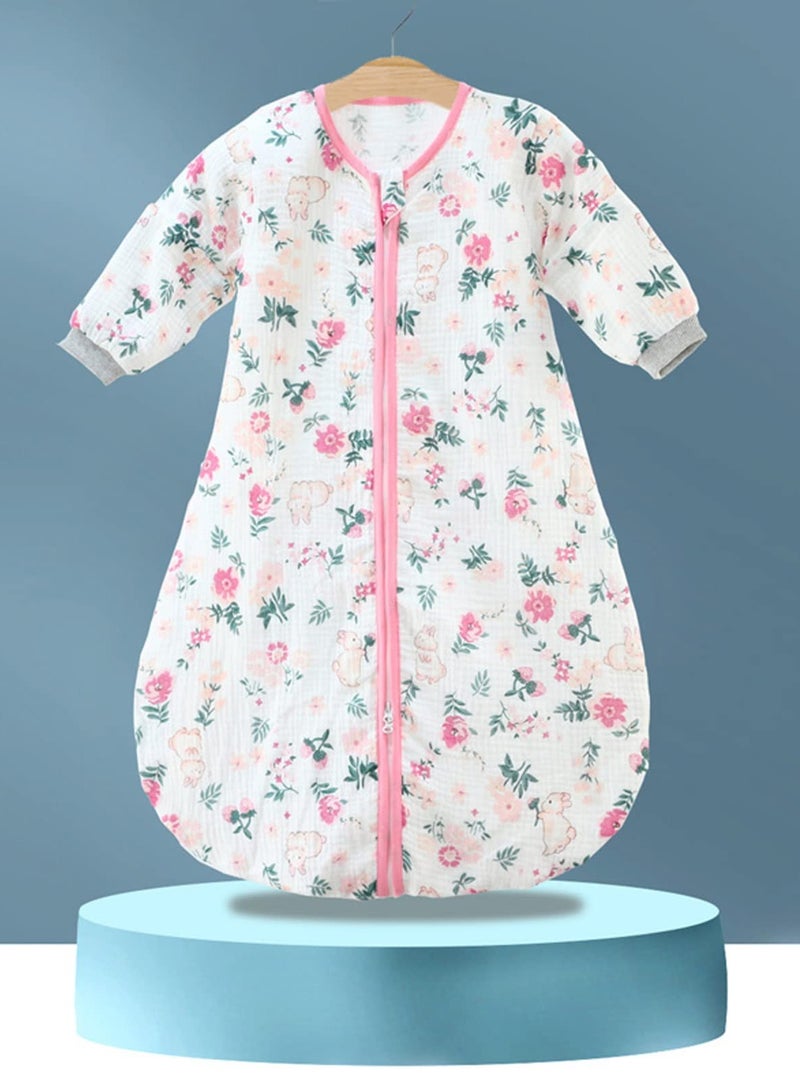 Arabayt 0.5 TOG Baby Sleeping Bag, 100% Cotton Baby Sleeping Bag, Double Zipper Gauze Baby Sleeping Bag Long Sleeve, Baby Wearable Blanket, Suitable for Babies 0-24 Months - Image 1