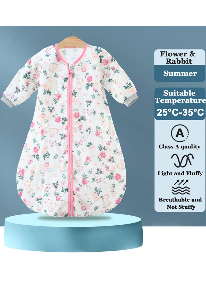 Arabayt 0.5 TOG Baby Sleeping Bag, 100% Cotton Baby Sleeping Bag, Double Zipper Gauze Baby Sleeping Bag Long Sleeve, Baby Wearable Blanket, Suitable for Babies 0-24 Months - Image 2