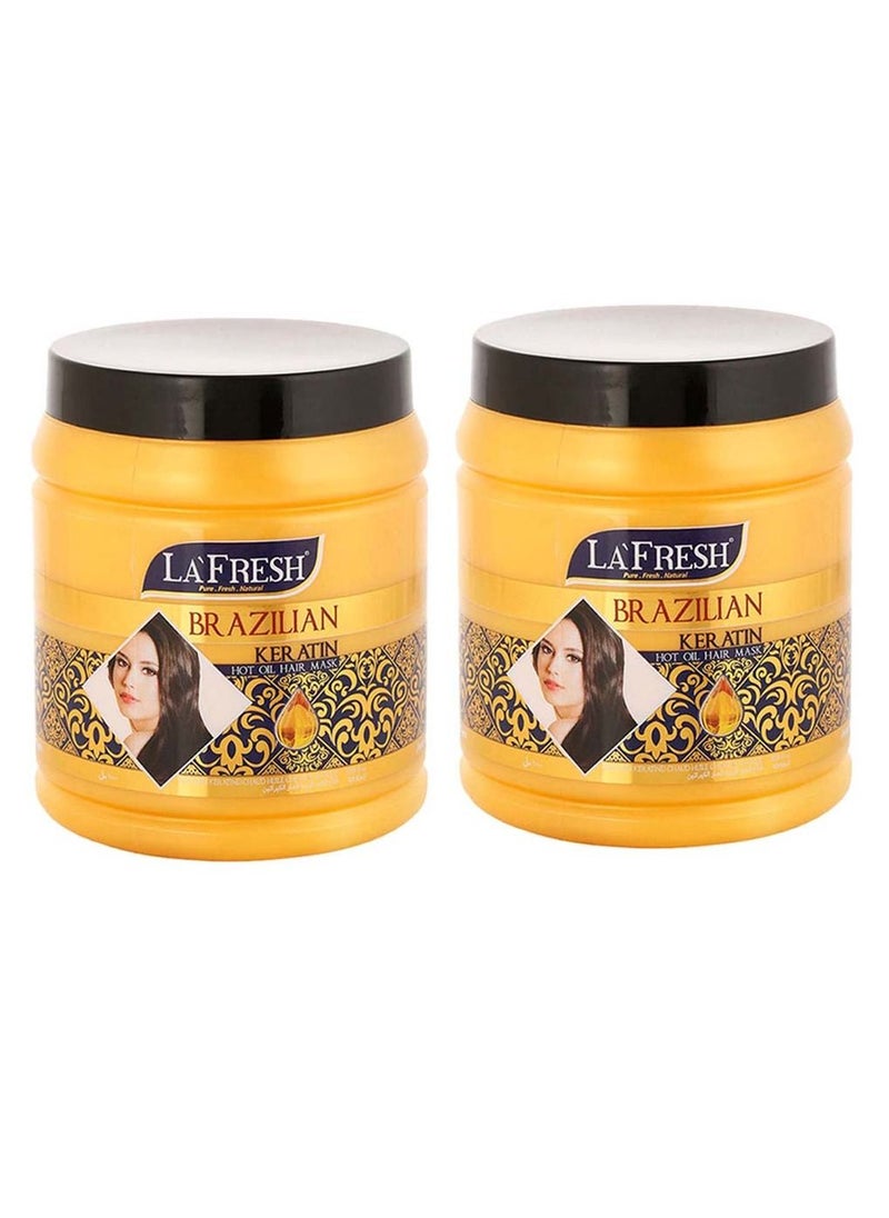 LA FRESH Hot oil hair cream with brazilian keratin 2 pieces 1000 ml 
