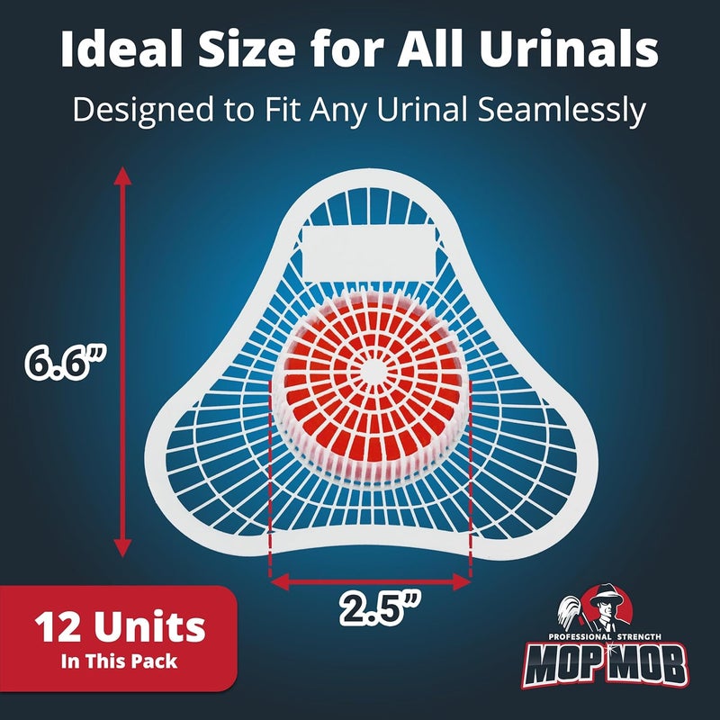 Mop Mob Long Lasting Urinal Screen and Deodorizer with Non-Para Block 12 Pk. Universal-Fit, Cherry-Scent Cake Releases Cleaning Agents To Remove Odor. Durable Mat Limits Janitorial Cleaning & Supply Needs - Image 3