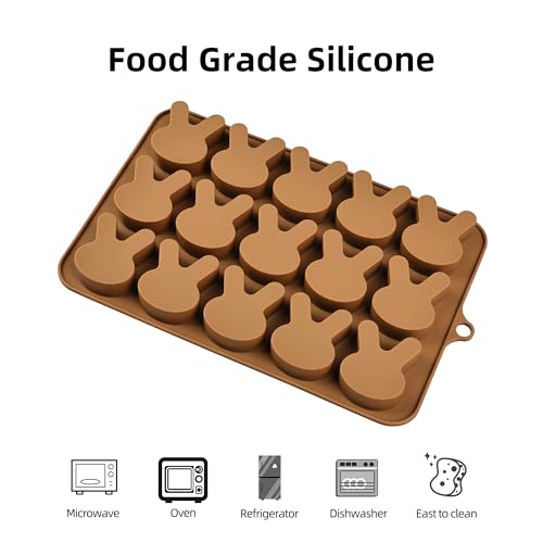 EDUEE Easter Bunny Molds 2pcs Silicone Chocolate Mold Rabbit Shape Easter Candy Mold 15 Cavity for Resin Soap Ice Cube Gummy Cupcake Decoration - Image 5