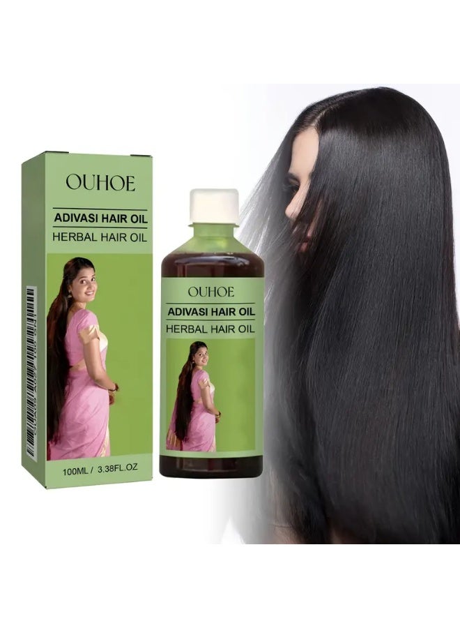 OUHOE زيت OUHOE Adivasi للشعر – زيت عشبي عضوي لفروة رأس صحية ونمو الشعر - Image 1